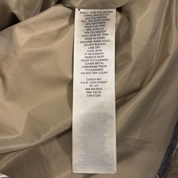 NWOT Coach Hooded Animal Print Down Puffer Vest with Removable Faux Fur - Picture 5 of 5